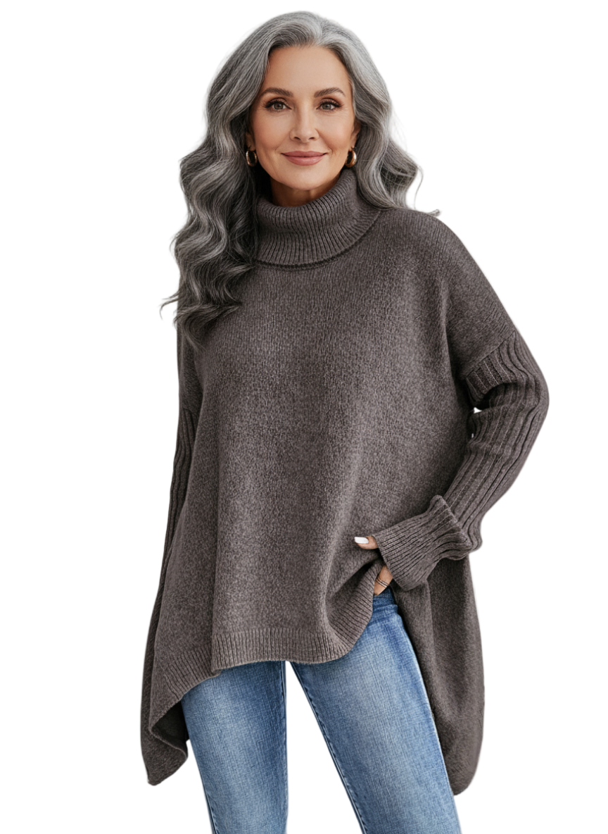 Helena | Elegancki długi sweter z kołnierzem