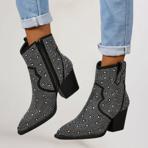 Melas | Eleganckie botki z patchworkiem i zamkiem