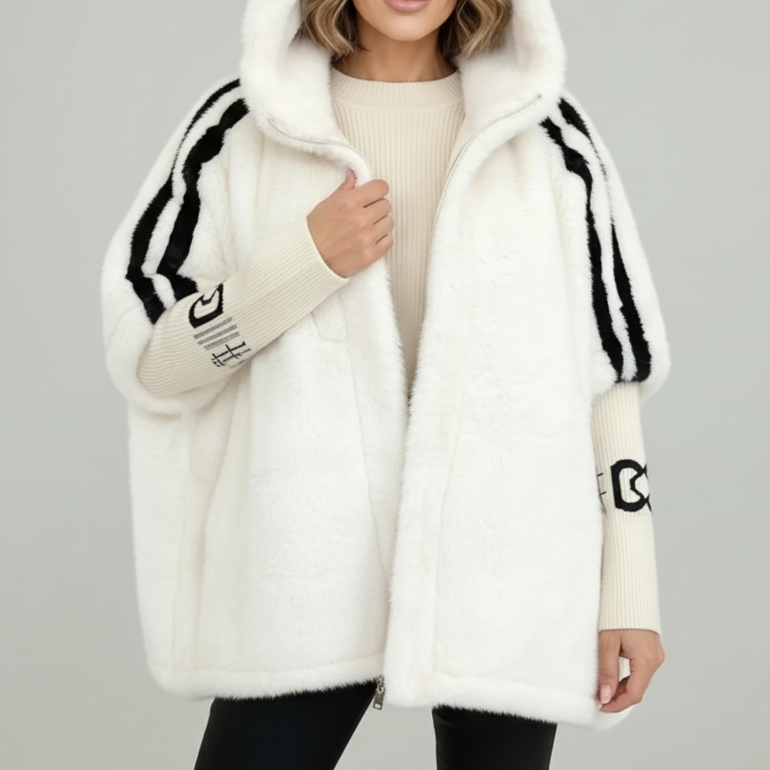 Ewelina | Otulająca futrzana kurtka z kapturem