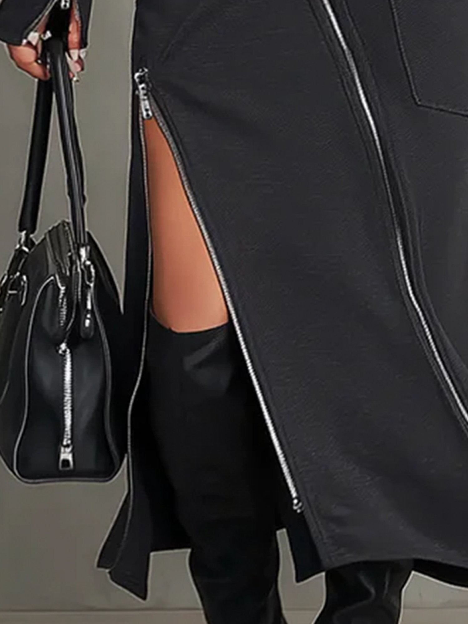 Iwona | Dwuczęściowy zestaw z wysokim kołnierzem i nieregularnym zamkiem